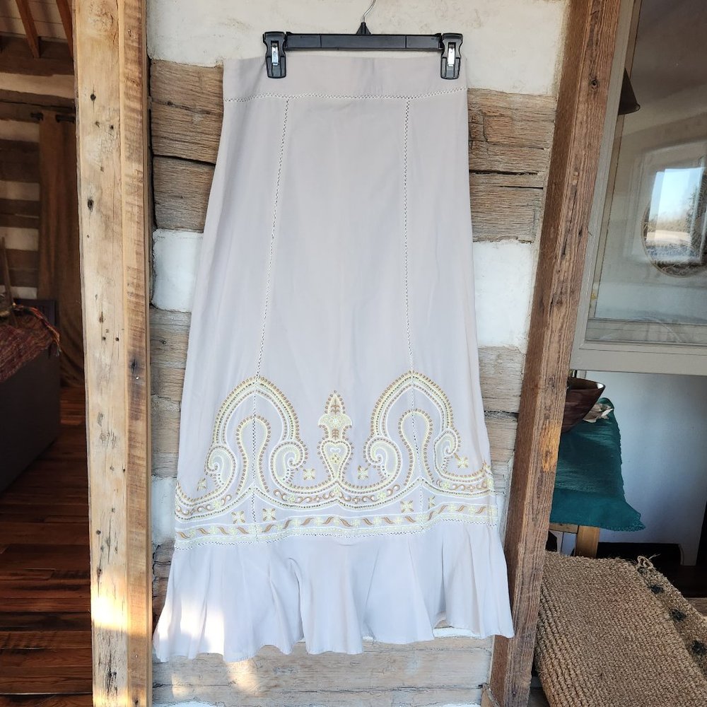 Anthropologie Floreat Embroidered Skirt